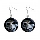 Halloween Skull Dangle Button Earrings Jewelry 1 inch Round 16438091