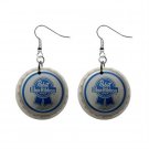 Pabst Blue Ribbon Bottle Cap Dangle Button Earrings Jewelry 1 inch Round 16452842 Pabst Blue Ribbon Bottle Cap Dangle Button Earrings Jewelry 1 inch Round 16452842