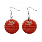 Orange Nehi Soda Bottle Cap Dangle Button Earrings Jewelry 1 inch Round 16452846