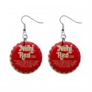 Nehi Red Soda Bottle Cap Dangle Button Earrings Jewelry 1 inch Round 16452843