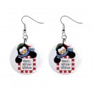 Holiday Penguin Christmas Dangle Button Earrings Jewelry 1 inch Round 13092717
