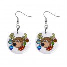 Holiday Reindeer Christmas Dangle Button Earrings Jewelry 1 inch Round 13092958