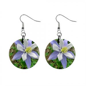 Columbine Colorado State Flower Dangle Earrings Jewelry 1 inch Buttons 14599375