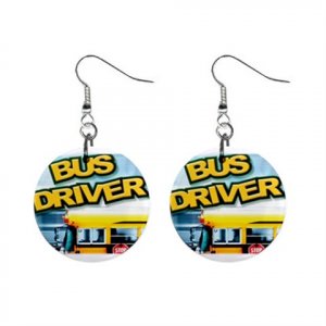 Bus Driver School Bus  Dangle Earrings Jewelry 1 inch Buttons 16452704