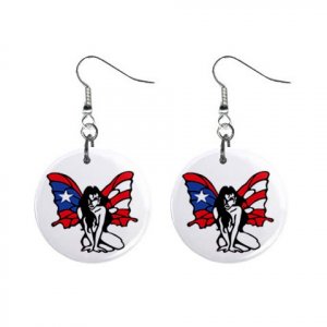Puerto Rico Butterfly Flag Dangle Earrings Jewelry 1 inch Buttons 15314315