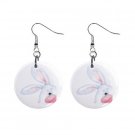 Cute Peeking Bunny Easter Dangle Button Earrings Jewelry 1 inch Round 14221999