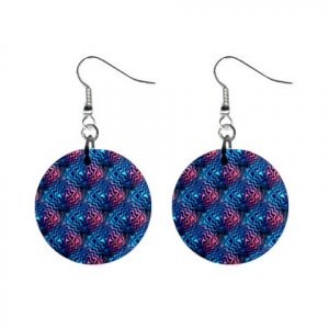 Hypnotic Dizzy Pattern Dangle Button Earrings Jewelry 1 inch Round 13176349