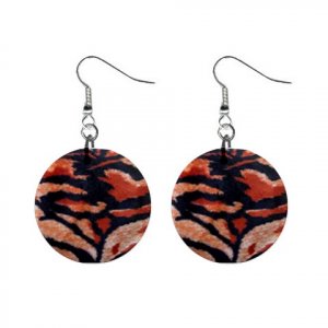 BENGAL TIGER Pattern Dangle Button Earrings Jewelry 1 inch Round 13597024