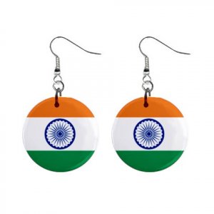 Flag of India Dangle Button Earrings Jewelry 15365046