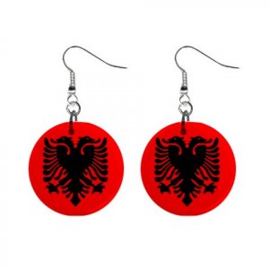 Flag of Albania Dangle Button Earrings Jewelry 15365039