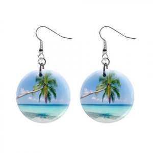 Beach Dangle Button Earrings Jewelry 1 inch Round 20119385
