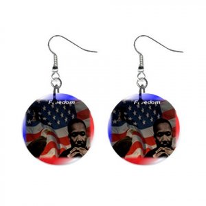 MARTIN LUTHER KING JR. Dangle Button Earrings Jewelry 1 inch Round 20119386