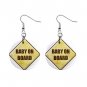 Baby On Board Baby Shower Gift Dangle Button Earrings Jewelry 1 inch Round 20119828
