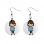 Brunette Pregnant Mom Baby Shower Gift Dangle Button Earrings Jewelry 1 inch Round 20119831