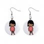 African American Pregnant Mom Baby Shower Gift Dangle Button Earrings Jewelry 1 inch Round 20119835