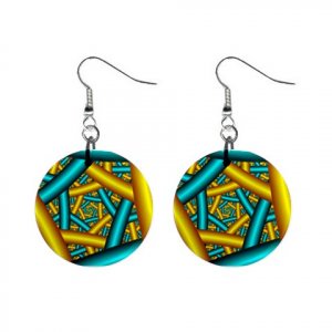New Bar Web Design 3D Look Design Dangle Button Earrings Jewelry 13100590