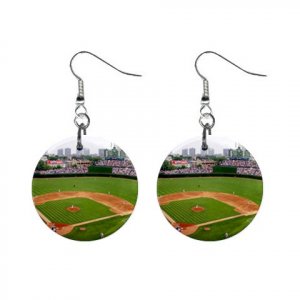 New Baseball Wrigley Field Chicago Cubs Dangle Button Earrings Jewelry 1" Round 14430754