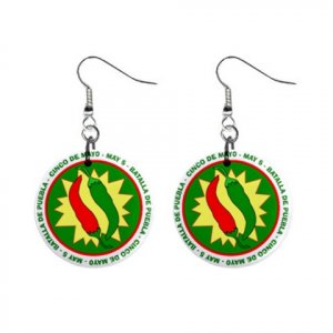 New Cinco De Mayo May 5th Design #2 Dangle Button Earrings Jewelry 1" Round 14713957