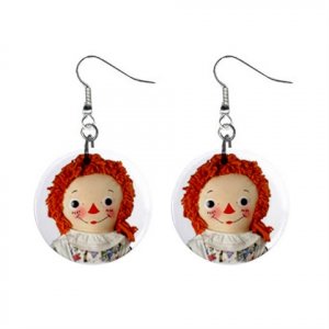 New Face of Raggedy Ann Doll Design Dangle Button Earrings Jewelry 1" Round 14537889