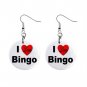 New I LOVE BINGO Design #6 1" Round Button Dangle Earrings Jewelry 16546214