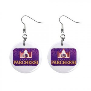 New Parcheesi #2 Design Dangle Button Earrings Jewelry 1" Round 16546470