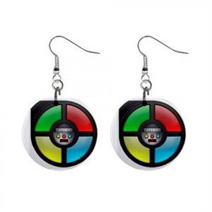 New Simon Extreme Design Dangle Button Earrings Jewelry 1" Round 16546229