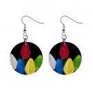 New Christmas Lights  Design Dangle Button Earrings Jewelry 1" Round 17112566
