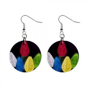 New Christmas Lights  Design Dangle Button Earrings Jewelry 1" Round 17112566