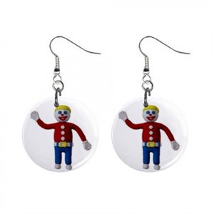 New Mr Bill Design 1" Round Button Dangle Earrings Jewelry 14537841