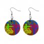 ARTWORK Original Earrings 1" Button Dangle Jewelry NEW 14141572