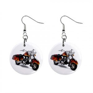 New Indian Chief T-3 Motorcycle Design Dangle Button Earrings Jewelry 1" Round 14469667