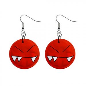 ANGRY FACE CARTOON Dangle Earrings Jewelry 1 inch Buttons 21493360