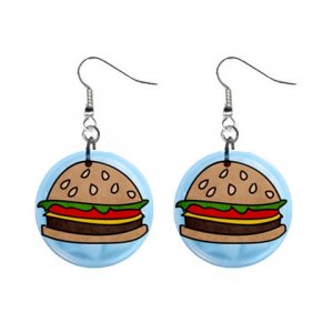 HAMBURGER CARTOON Dangle Earrings Jewelry 1 inch Buttons 21493394