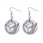 CHINESE FOOD BOX Dangle Earrings Jewelry 1 inch Buttons 21493655