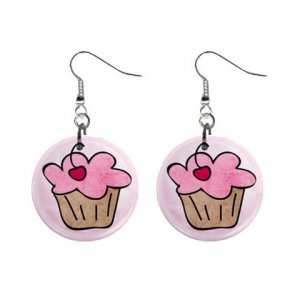 CARTOON CUPCAKE Dangle Earrings Jewelry 1 inch Buttons 21494635