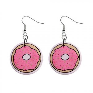 CARTOON DONUT Dangle Earrings Jewelry 1 inch Buttons 21494897