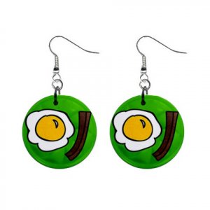 EGGS AND BACON Dangle Earrings Jewelry 1 inch Buttons 21494898