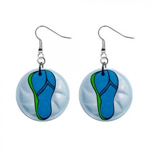 FLIP FLOPS Design Dangle Earrings Jewelry 1 inch Buttons 21495156