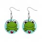 CARTOON FROG Design Dangle Earrings Jewelry 1 inch Buttons 21495415