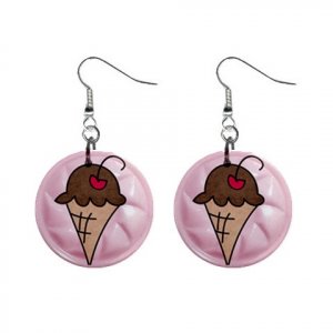 ICE CREAM CONE Design Dangle Earrings Jewelry 1 inch Buttons 21495417