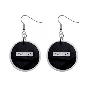 CARTOON NINJA FACE Design Dangle Earrings Jewelry 1 inch Buttons 21495424