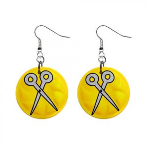 SCISSORS Design Dangle Earrings Jewelry 1 inch Buttons 21495434
