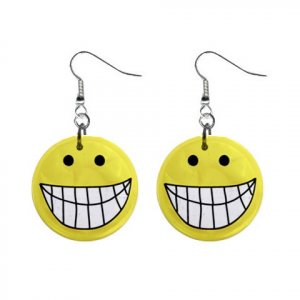 SMILEY FACE Design Dangle Earrings Jewelry 1 inch Buttons 21495436