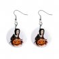 Witch and Pumpkin Halloween Dangle Earrings Jewelry 1 inch Buttons 16543443