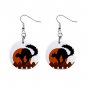 Black Cat on Fence Halloween Dangle Earrings Jewelry 1 inch Buttons 16544379