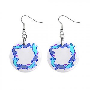 Circle of Ghost Halloween Dangle Earrings Jewelry 1 inch Buttons 16544611