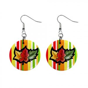 Autumn Fall Leaves Dangle Earrings Jewelry 1 inch Buttons 12952040