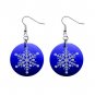 Blue Snowflake Dangle Earrings Jewelry 1 inch Buttons 13092973