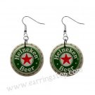Heinekin Beer Bottle Cap Dangle Button Earrings Jewelry 1 inch Round 16453077 Heinekin Beer Bottle Cap Dangle Button Earrings Jewelry 1 inch Round 16453077