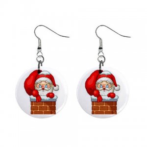 Holiday Santa Dangle Earrings Jewelry 1 inch Buttons 13092962